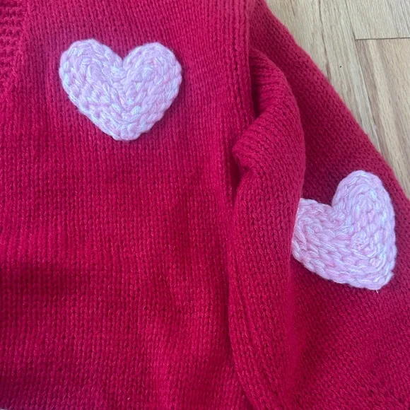 New Luna Ivy Charming Red Heart Cardigan size L - Picture 2 of 5